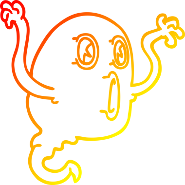 Bir insan tarafından çizilmiş bir çizgi film hayaletinin sıcak çizgi çizimi