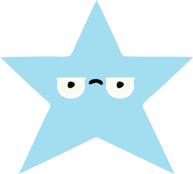 Bir insan tarafından çizilmiş yıldız balığının düz renkli retro karikatürü