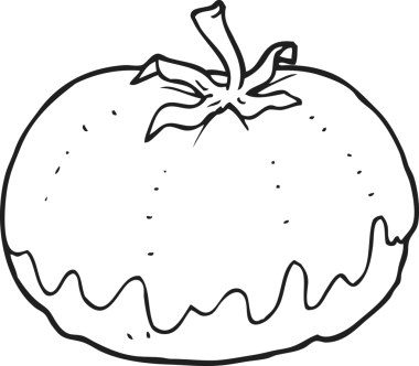 Bir insan tarafından çizilmiş siyah beyaz domates.