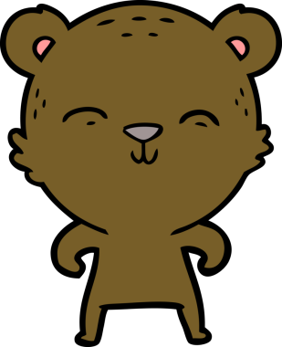 Bir insan tarafından çizilmiş mutlu çizgi film ayısı.