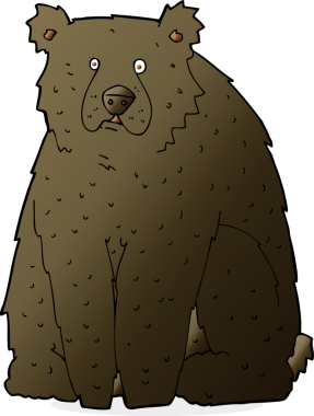 Bir insan tarafından çizilmiş komik siyah ayı.