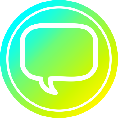 konuşma kabarcığı dairesel simgesi ve bir insan tarafından çizilen gradyan bitiş