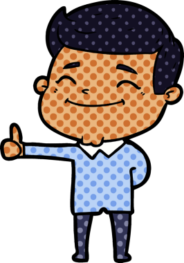 Bir insan tarafından çizilmiş mutlu çizgi film adamı.