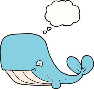 Bir insan tarafından çizilmiş serbest çizim balon karikatürü mutlu balina