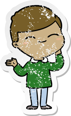 Bir insan tarafından çizilmiş utangaç bir çocuğun sıkıntılı çıkartması.