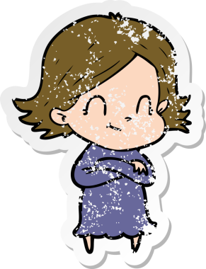 Bir insan tarafından çizilmiş, karikatür dostu bir kızın sıkıntılı çıkartması.