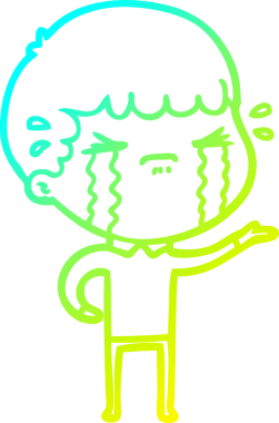 Bir insan tarafından çizilmiş ağlayan bir çizgi film karakteri çizimi.