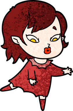 Bir insan tarafından çizilmiş şirin vampir kız çizgi filmi.