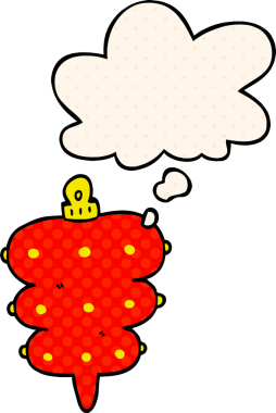 Çizgi roman tarzında bir insan tarafından çizilmiş düşünce baloncuğu ile noel süslemesi.