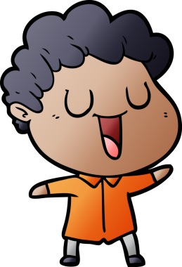 Bir insan tarafından çizilmiş gülen karikatür adam.