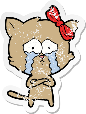 Bir insan tarafından çizilmiş karikatür bir kedinin sıkıntılı çıkartması.