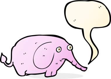 bir insan tarafından çizilmiş konuşma balonu olan üzgün küçük bir fil.