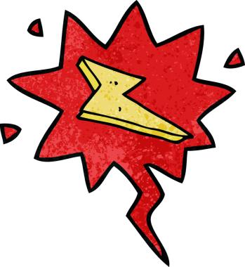 Bir insan tarafından çizilmiş, geçmişe dönük konuşma baloncuklu çizgi film yıldırımı.