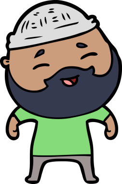 Bir insan tarafından çizilmiş mutlu sakallı bir adam.