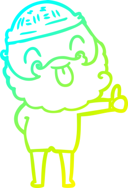 Soğuk gradyan çizgisi, sakallı bir adamın bir insan tarafından çizilmiş dili.