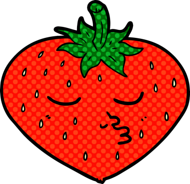 Bir insan tarafından çizilmiş çilek çizgi filmi.