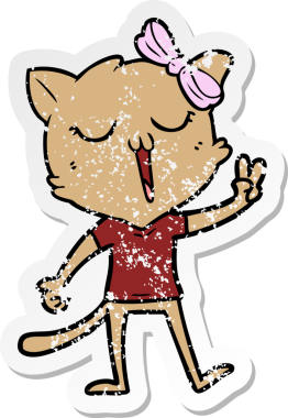 Bir insan tarafından çizilmiş karikatür bir kedinin sıkıntılı çıkartması.