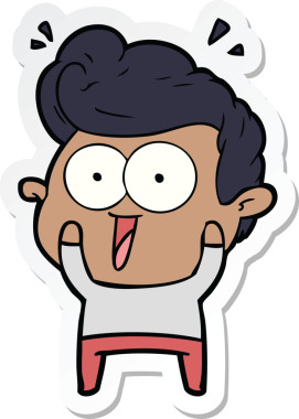 Bir insan tarafından çizilmiş heyecanlı bir adamın çıkartması.