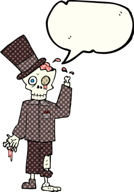 El yazısıyla çizilmiş çizgi roman konuşma balonu bir insan tarafından çizilmiş sosyetik bir zombi.