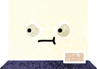 Bir insan tarafından çizilmiş beyaz bir panonun retro çizim tarzı karikatürü