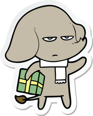 Bir insan tarafından çizilmiş kızgın bir filin çıkartması.