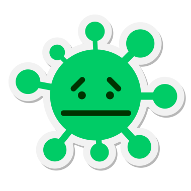 Bir insan tarafından çizilmiş basit bir virüs çıkartması.