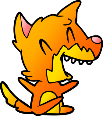 Bir insan tarafından çizilmiş gülen tilki çizgi filmi.