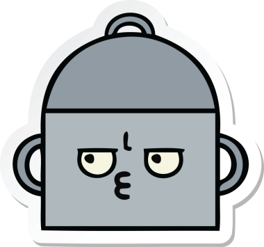 Bir insan tarafından çizilmiş şirin bir yemek pişirme kabının çıkartması.