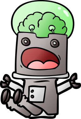 Bir insan tarafından çizilmiş çizgi film robotu