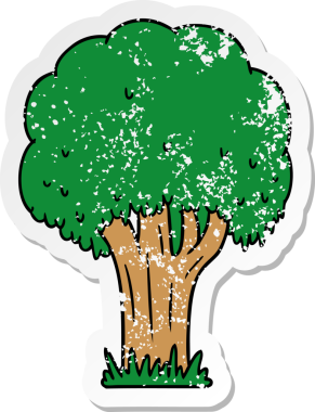 Bir insan tarafından çizilmiş bir yaz ağacının çizilmiş karikatürü.