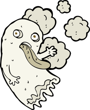 Bir insan tarafından çizilmiş çizgi film hayaleti.