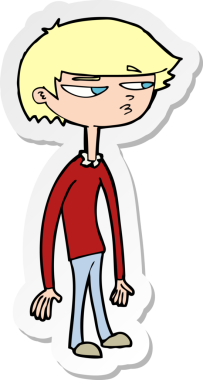 Bir insan tarafından çizilmiş şüpheli bir çocuğun çıkartması.