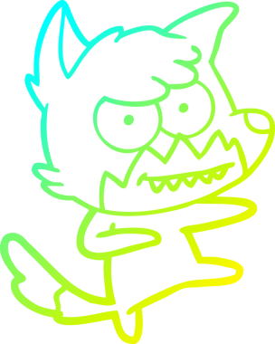 Bir insan tarafından çizilmiş sırıtan bir tilkinin soğuk çizgi çizimi