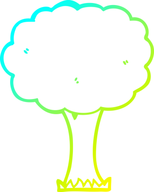 Bir insan tarafından çizilmiş bir karikatür ağacının soğuk gradyan çizimi