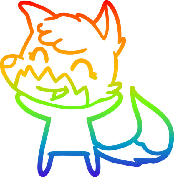 gökkuşağı gradyanı çizimi bir insan tarafından çizilmiş mutlu bir tilki çizgi filmi.