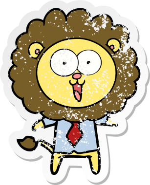 Bir insan tarafından çizilmiş mutlu çizgi film aslanının sıkıntılı çıkartması.