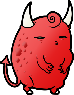 Bir insan tarafından çizilmiş küçük şişman cadılar bayramı şeytanı.