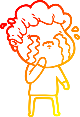 Bir insan tarafından çizilmiş ağlayan bir çizgi film karakteri çizimi.