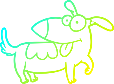 Bir insan tarafından çizilmiş mutlu bir köpeğin soğuk gradyan çizgisi