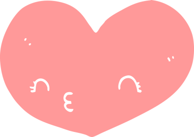 Yüzü bir insan tarafından çizilmiş düz renkli karikatür kalp