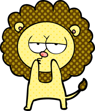 Bir insan tarafından çizilmiş yorgun bir aslan.