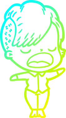 Bir insan tarafından çizilmiş havalı bir hippi kızın soğuk gradyan çizimi.