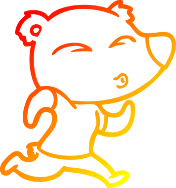 Bir insan tarafından çizilen çizgi film koşu ayısının sıcak gradyan çizimi