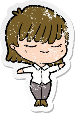 Bir insan tarafından çizilmiş karikatür bir kadının sıkıntılı çıkartması.