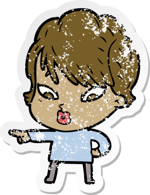 Bir insan tarafından çizilmiş karikatür bir kadının sıkıntılı çıkartması.