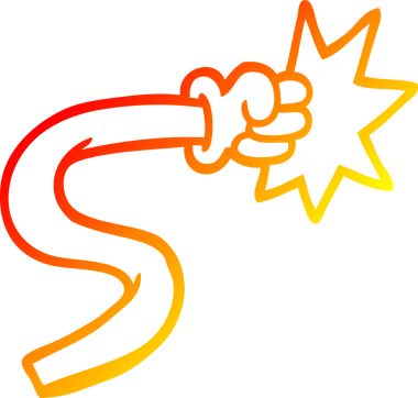 Bir insan tarafından çizilen çizgi film el hareketinin sıcak gradyan çizimi