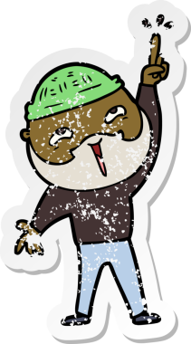 Bir insan tarafından çizilmiş mutlu sakallı bir adamın sıkıntılı çıkartması.