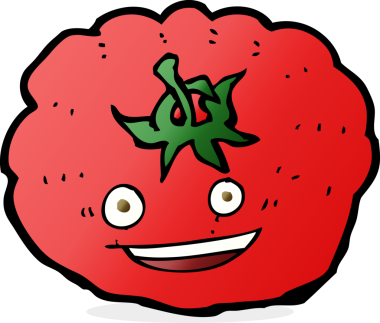 Bir insan tarafından çizilmiş domates çizgi filmi.