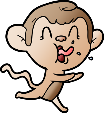 Bir insan tarafından çizilmiş çılgın çizgi film maymunu