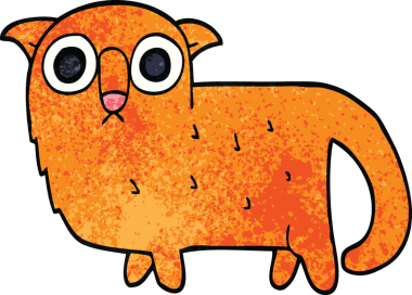 Bir insan tarafından çizilmiş komik bir kedi.